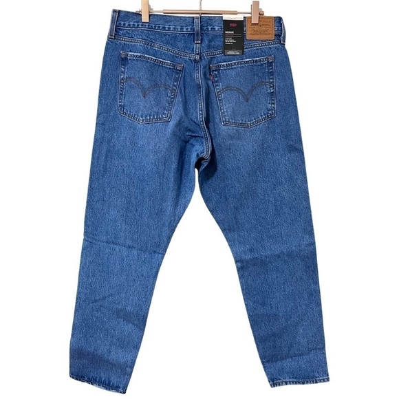 Levi’s Wedgie Straight Distressed Jeans Size 31 Blue Button Fly Rigid Denim NEW - Picture 2 of 10